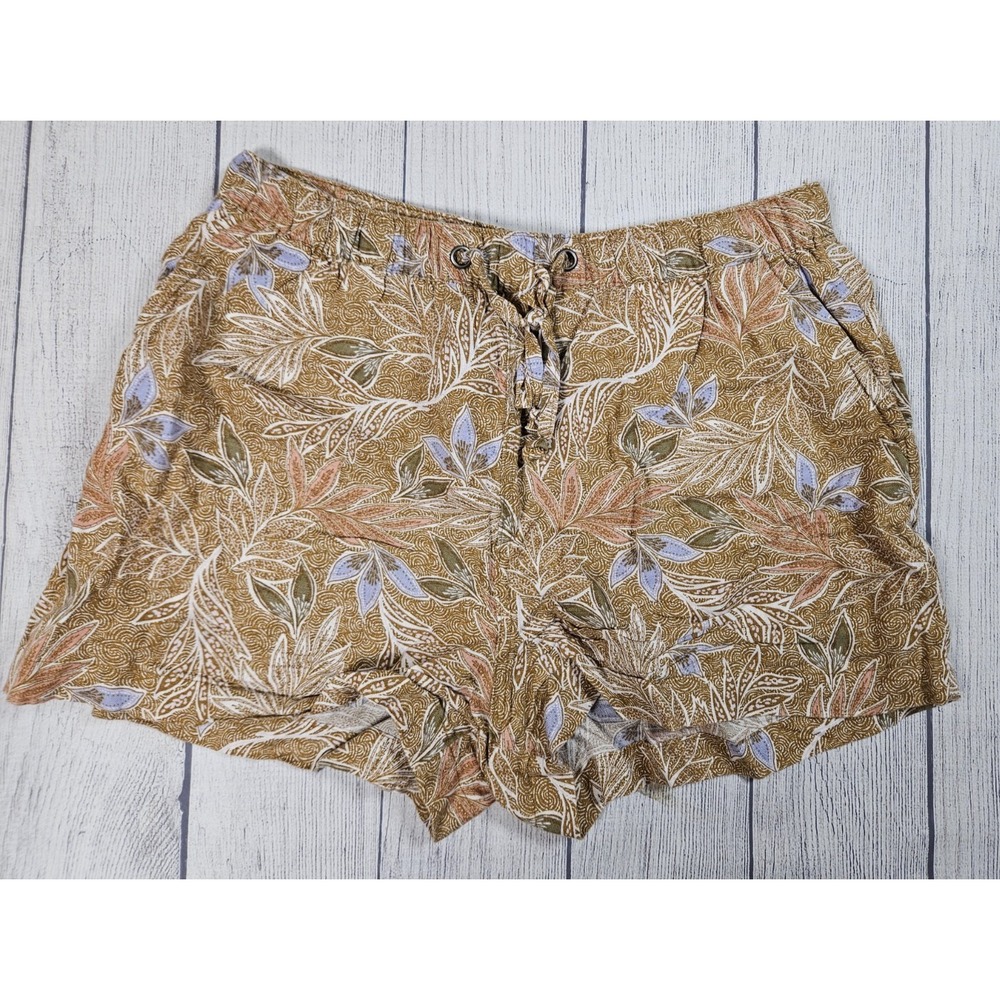 Cynthia Rowley Shorts Womens Large Brown Floral‎ Linen Drawstring Pull On